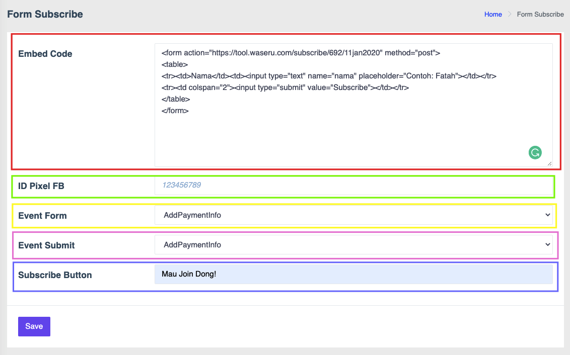 Tutorial Embed Form - WASeru